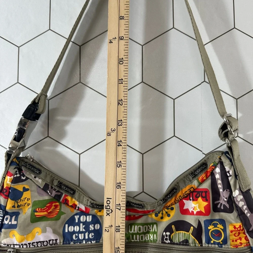 LeSportsac Graphic Print Nylon Shoulder Bag Multicolor Pop Art Hobo Messenger